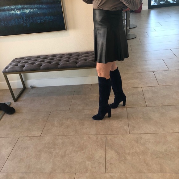 Vince Camuto knee blue suede back zipper sz 37 - Picture 9 of 11